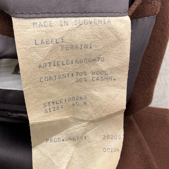 Ferrini Blazer Men 40R Brown Classic‎ Career  Suit Jacket Wool Cashmere VTG - Picture 11 of 12